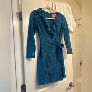 Lilly Pulitzer Blue Ruffled Wrap Dress